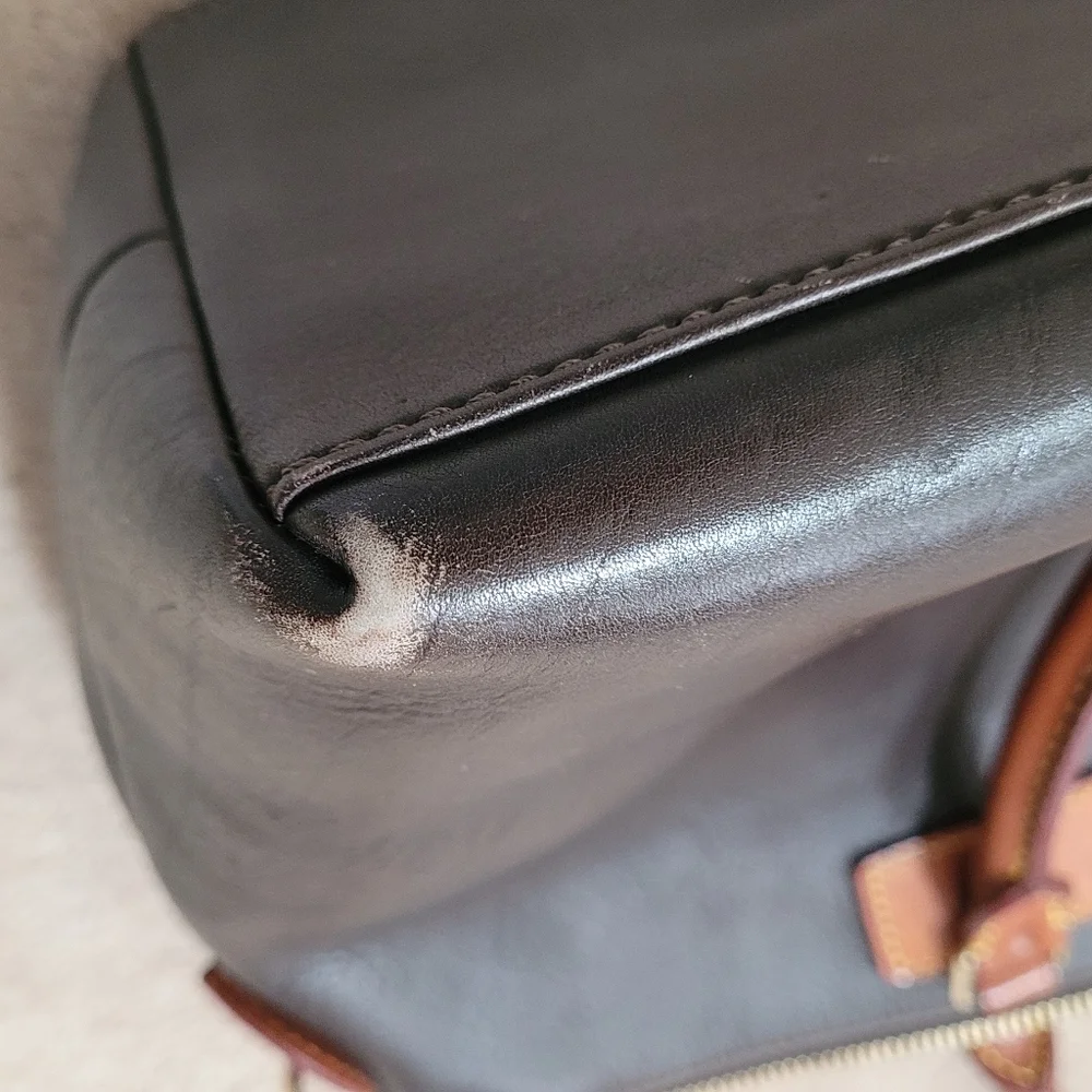 Classic Black and Brown Leather Dooney & BourkeBag  As Is Nail Polish On Inside - Picture 5 of 13
